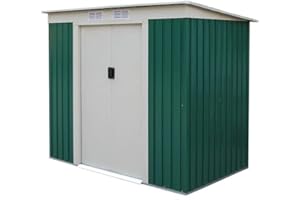 iperbriko Box casetta da Giardino in lamiera Verde Tetto Crema Basic XS 201x121x h176 cm