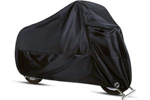 ANFTOP Funda Protector para Moto de 210D Tela Impermeable Cubierta para Moto/Motocicleta, Resistente al Agua a Prueba de UV Polvo Color Negro 2XL / XXL
