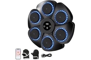 CARZIYER Machine de Boxe Musicale Bluetooth Intelligent - Cible de Boxe Mural avec Lumières RGB, Compteur Automatique, 9 Modes de Rythme, Gants de Boxe Inclus, Adaptée pour Sport Maison et Entraînement