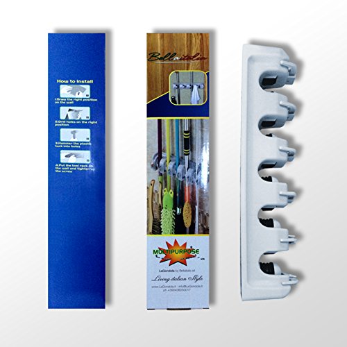 Gerätehalter, Besenhalter, Geräteleiste, Werkzeughalter, Wandhalterung, Klemmleiste:Der optimale Ordnungshelfer zur Wandmontage-Aus Polypropylen- 5 Kugelklemmen und 6 zusätzlichen Haken-Robuste Ausführung und einfache Montage-2 Jahre Garantie. - 6
