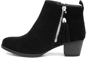 Lilley Womens Black Heeled Tassel Ankle Boot