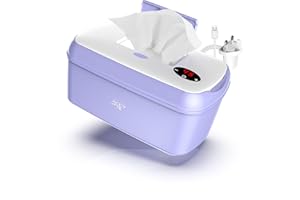 FAMILY CARE ACCU Wet Wipes Warmer and Dispenser with USB Adapter & LCD Display, Portable Infant Wet Tissue Storage Box Purple