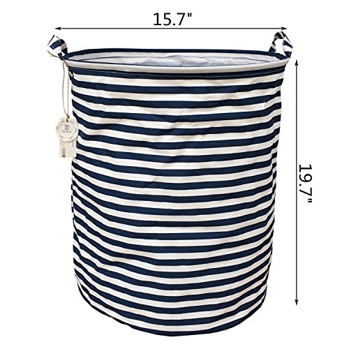 Sea Team Waterproof Coating Ramie Cotton Fabric Folding Laundry Hamper, Storage Basket,L - 2