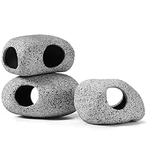 Weewooday 3 Pieces Stackable Aquarium Rock Caves Decoration Ceramics Betta Cave Hideaway Rocks for Aquatic Pets to Breed