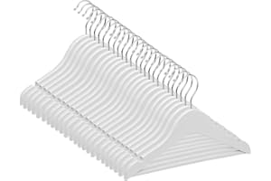 COM-FORT HOUSE | Percha Madera Cadete | Percha Infantil | Color Blanco | Madera de Arce | con Muescas Antideslizantes | 30 x 1.2 x 22 cm | Pack 12 Unidades