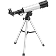 Amazon Basics | 90X Zoom HD Focus Astronomical Telescope Refractor | with Mobile Stand and Portable Tripod Stand | High Power Telescope Gift for Kids | Explore Moon, Planets, Stargazing