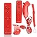 Produktbild AMO® New Red 2 x Nunchuck 2 x Remote Nunchuk Controller Built in Motion Plus Controller for Nintendo Wii U Remote Wii + Free Silikon Cover