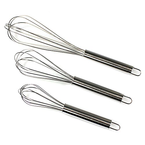 COM-FOUR® Schneebesen 3er Set aus Edelstahl 20, 26 & 30 cm lang