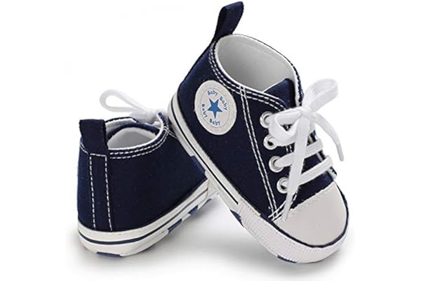 Sehfupoye Bébé Filles garçons Baskets Chaussures pour Tout-Petits Toile première Chaussures de Marche Nouveau-né Anti-dérapant Prewalker Baskets pour 0-18 Mois
