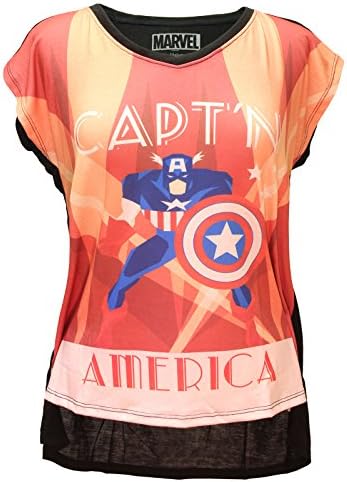 Her Universe Womens Marvel Captain America Deco Vera Neck Tee (Medium)