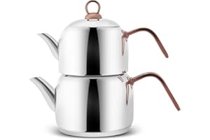 Karaca Juego de tetera de inducción de acero inoxidable, tamaño mediano, color oro rosa plateado