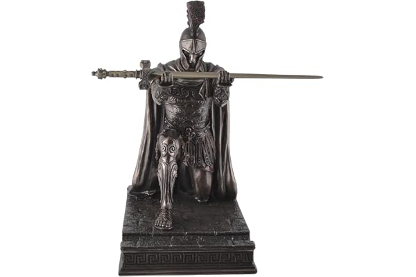 Veronese Centurion Romain Coupe-Papier - Figurine en polyrésine bronzée avec épée en Fer - Porte-Stylo Décoration de Bureau - Série Véronèse - 18x17x10cm
