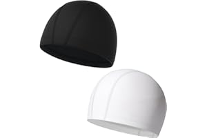 JYCY 2 Pcs Swimming Cap - Elastic & Lightweight Comfortable Fabric Swimming Hats for Women, Men, Kids (6-14) and Adults - Boys Girls