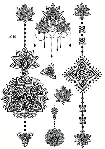 3 Bögen Henna TATTOO SCHWARZ Black C Fake Flash Tattoo Aufkleber - 4