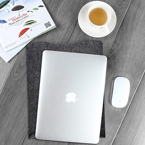 GENORTH® Filz Sleeve Hülle Ultrabook Laptop Tasche für MacBook Air & Macbook Pro 13,3 Zoll, MacBook Pro Retina 13 Zoll Hülle mit Geschütztes Inneres und Externes Mousepad (Schwarz) - 7