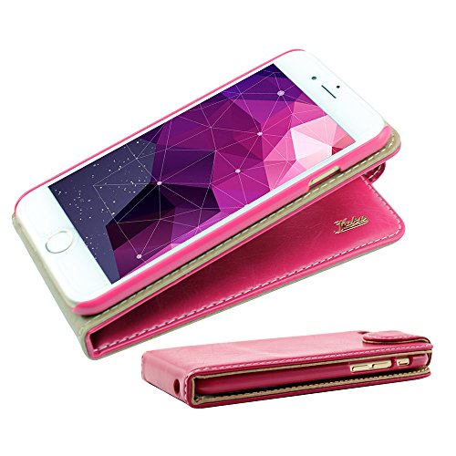 Champion Quality Iphone 6 plus/ 6s plus (5.5 inch) Ultra-Soft Second Layer PU Mix Hot Pink Leather Flip Case Cover with Two Card Slot for Apple Iphone 6 plus/ 6s plus (5.5 inch) by G4GADGET®