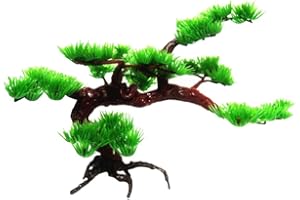 POPETPOP Plantes de Décoration D'aquarium, Usine Artificielle d'arbre de Pin D'aquarium, Ornement de Bonsaï de Roche D'aquarium pour Paysage D'aquarium - Taille L