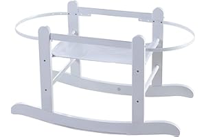 Kinder Valley Moses Basket Stand - Little Gem Moses Basket Rocking Stand, Solid Pinewood, Smooth Rocking Motion, Fits Majority of Palm & Wicker Moses Baskets | (White, Basket Not Included)