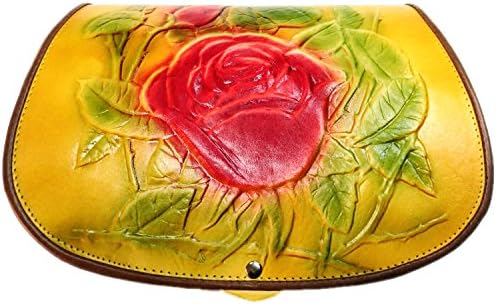 Koson Leather Yellow Rose Handmade Satchel Shoulder Handbag Messenger Bag