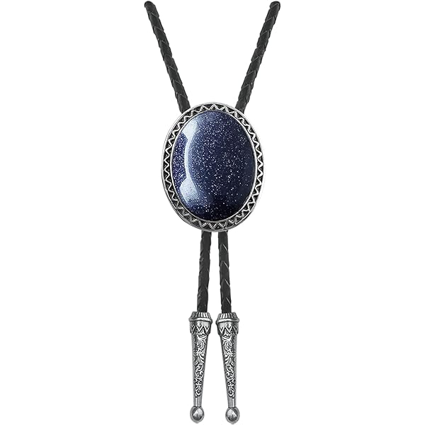 SELOVO Royal Blue Rhinestone Western Bolo Tie - Genuine Leather For Men & Women