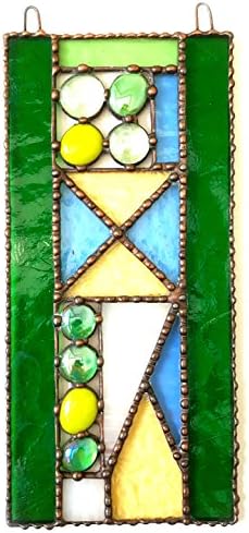 GREEN LIGHT Original Art Work, Stained Glass Panel, Sun Catcher, Gift, Decoration, Art, Britain, Glassware,