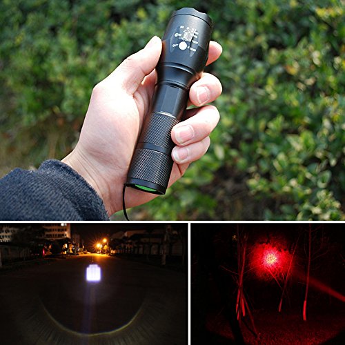 Jagd Taschenlampe ROTLICHT+WEIßLICHT 1000lm Wasserdicht Einstellbarem Fokus mit 1 X ULBRE 3,7V 2300mAh 18650 Akku für Jagd, Wandern, Camping, Höhlenforschung, Nachtfischen - 7