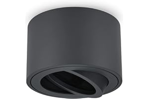 URing LED Faretto da Soffitto, Orientabili, Ø80x50mm, Faretti Soffitto in Alluminio, Grigio, Faretti Led Soffitto per moduli LED da 50 mm, Rotondo, Nessuna lampadina