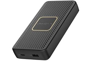 OtterBox Power Bank z bezprzewodowym szybkim ładowaniem Qi 10W, przenośną ładowarką 15,000 mAh z wyjściem USB-A 18W i USB-C 18W, smukła, trwała konstrukcja z ochroną przed upadkiem, Czarny