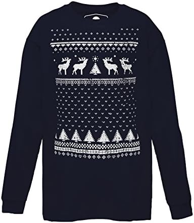 Jolly Clothing Glow in The Dark Childrens Reindeer Long Sleeve T-shirt - Navy (L - Age 9-11)