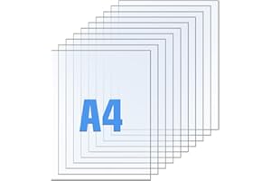 HIMOMO 12 Hojas de Acrílico Transparente A4 (210 x 297 mm), Metacrilato de 1 mm con Película Protectora – Láminas de Plexiglás para Marcos de Fotos, Proyectos DIY, Manualidades y Exhibiciones
