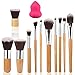Tinabless 11pcs Make Up Brushes Set Cosmetic Professional Bamboo Brush Kits with Travel Bag + Makeup Sponge Puff