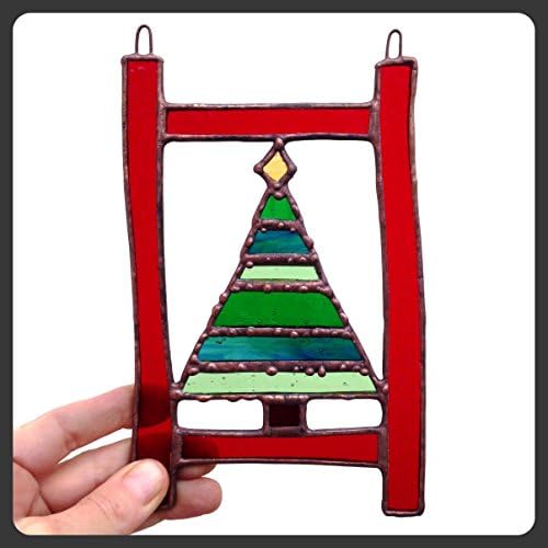 CHRISTMAS TREE 1 Original Art Work, Stained Glass Panel, Sun Catcher, Gift, Decoration, Art, Britain, Glassware