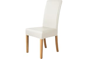iEventStar PU Faux Leather Waterproof Stretch Dining Chair Cover Chair Protect Slipcover (Cream, 4)
