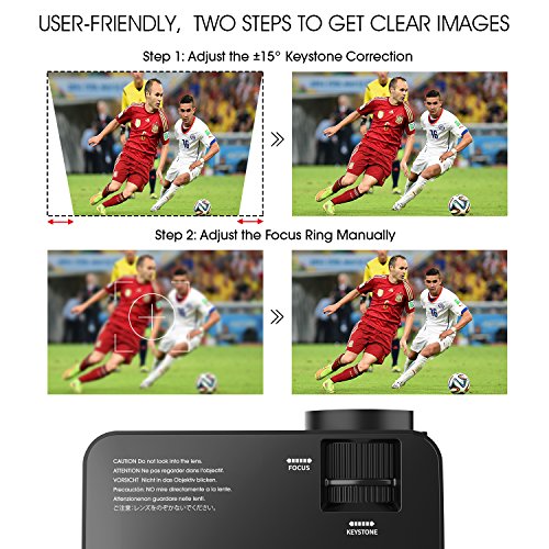 TENKER T20 + (Upgrade) 2000 Lumen LCD Mini Beamer, Portable Heimkino Projektor UnterstÃ¼tzung 1080 P HDMI USB SD Karte AV VGA fÃ¼r TV Laptop Spiel iPhone Andriod Smartphone EnthÃ¤lt HDMI Kabel, Schwarz