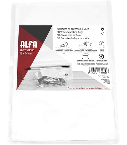 Alfa 0MP2515000 Rouleaux Sacs Alimentaires 28 Cm X 6 M - Plastique Adapté Aux Aliments, Blanc Rouleau Conservation Aliments Congélateur