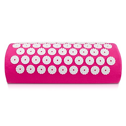 Preisvergleich Produktbild Grinscard - Akupressurkissen für Behandlung von Schmerzen & Verspannungen Nackenkissen Akupressur- und Massagekissen - 37 x 15 x 10 cm - pink