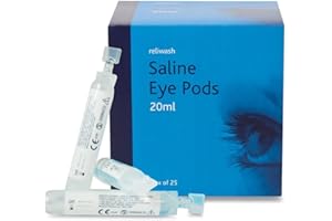 Reliance Medical Reliwash Sterile Saline Eye Wash Solution Pods - 1 x 25 x 20ml First Aid Eyewash Drops - Contains Sodium Chloride