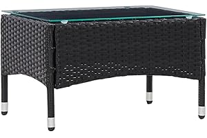 vidaXL Mesa de Centro Muebles Mesita Auxiliar Decoración Jardín Terraza Exterior al Aire Libre Patio Parque de Ratán Sintético Negro