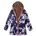 Produktbild Luckycat Damen Winter Warm Outwear Blumendruck Mit Kapuze Taschen Vintage Oversize Mäntel Jacken Mäntel Sweatjacke Winterjacke Fleecejacke Steppjacke