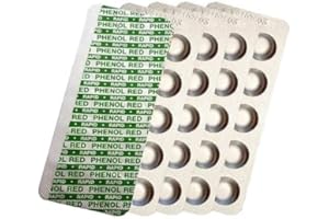 harren24 Pastillas de prueba (Rapid) DPD 1 Cloro, DPD4 Oxígeno Activo, Alcalinidad M, CYA, Rojo Fenol Valor en pH Comprobador de agua de piscina 50, 100, 250, 500x (Rojo Fenol / 50 Pastillas)