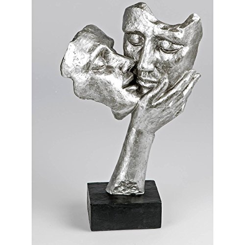 Exklusive Deko Büste Skulptur Liebespaar aus Keramik schwarz/silber Höhe 38 cm