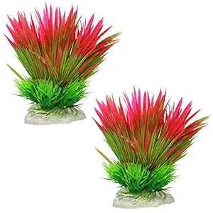 Jainsons Pet Products Plastic Plants for Aquarium Decorations Pink and Green Aquarium Plant