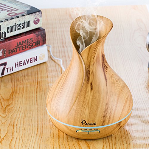 Aroma Diffuser, Papake Ultraschall Öl Diffusor Holzmaserung Luftbefeuchter Duftzerstäuber Humidifier 400ml mit 7 Farben LED Licht für Schlafzimmer Wohnzimmer Büro - 8