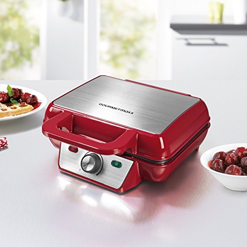 GOURMETmaxx 07841 Waffeleisen Belgische Waffeln | 2 Waffeln Gleichzeitig | Antihaftbeschichtung | Bräunungsgrad Verstellbar | 1000 Watt | Rot - 2