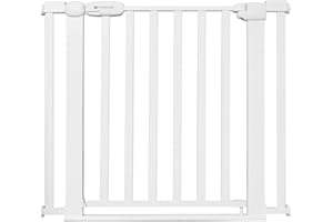 Kinderkraft LOCK&GO, Bramka Zabezpieczająca, Bramka na Schody, Dla Dzieci, otwierana 90 stopni, szeroka, regulowana, 75 do 103 cm, Mechanizm Dociskowy, Biała White