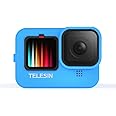 TELESIN Silicon Case for GoPro Hero 13 Hero 12 Hero 11 Hero 10 Hero 9 Black Action Camera with Lens Cap and Lanyard (Blue)