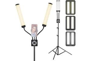 Andoer LED-ljusset, 50 W, 3 200K–5 600 K, dubbel fyllarm, studioljus, telefonklämma, stativ, fjärrkontroll