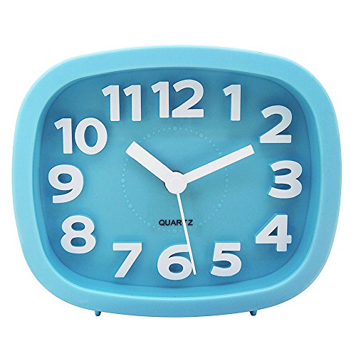 cooja geräuschlos Quarz Analog Nachttisch Lovely Wecker 7,6 cm, blau - 2
