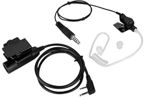 DIYEENI Auricolare walkie-talkie,PTT con testa a K Livello militare/efficace protezione dalle radiazioni/Auricolare con tubo acustico con connettore NATO,Auricolare con condotto d'aria per condotto d'ar