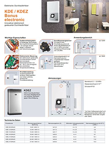 Elektronischer Durchlauferhitzer 12 kW 400 V 3~ Heisswasser Kospel KDE-12 – NEU - 2